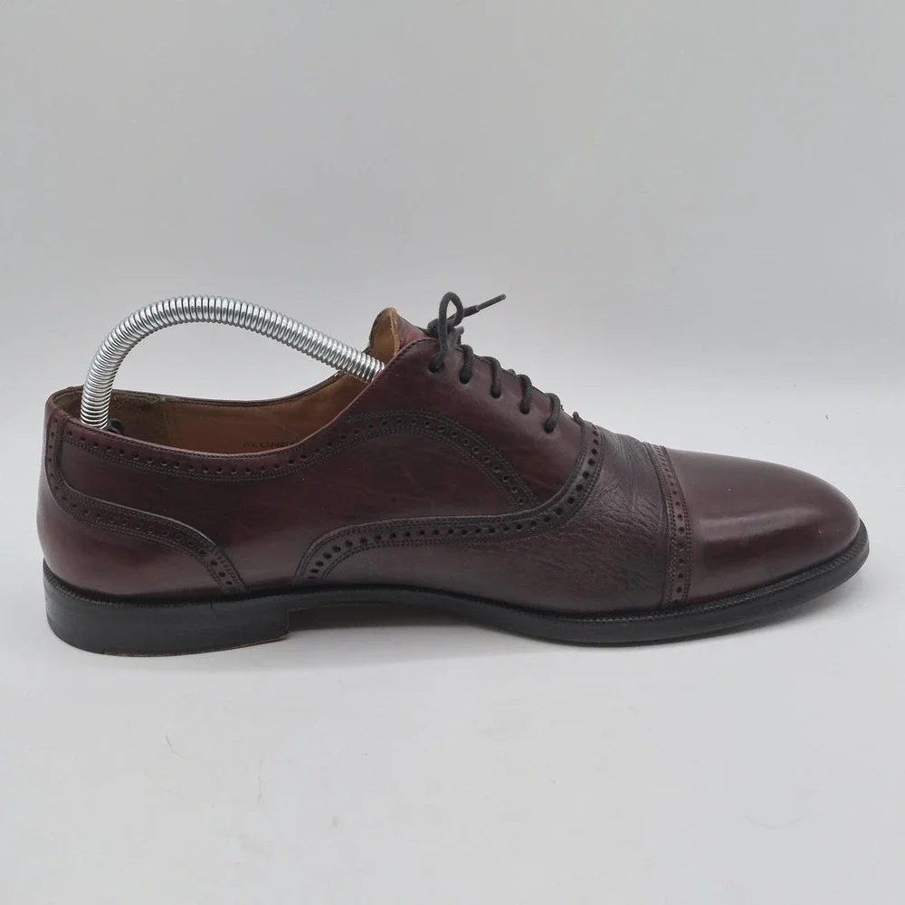 Mezlan Shoes Mens Size 9.5 Burgundy Florence Oxford Cap Toe Brogue Leather Dress